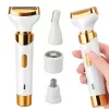 4 az 1-ben szőrtelenítő testre, lábakra és arcra, bikini- és szemöldök-trimmer, orrszőrtelenítő, USB-töltésű borotva