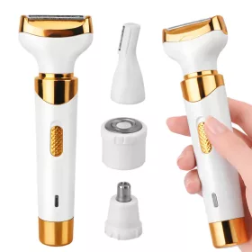   4 az 1-ben szőrtelenítő testre, lábakra és arcra, bikini- és szemöldök-trimmer, orrszőrtelenítő, USB-töltésű borotva