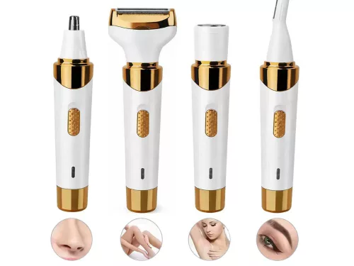 4 az 1-ben szőrtelenítő testre, lábakra és arcra, bikini- és szemöldök-trimmer, orrszőrtelenítő, USB-töltésű borotva