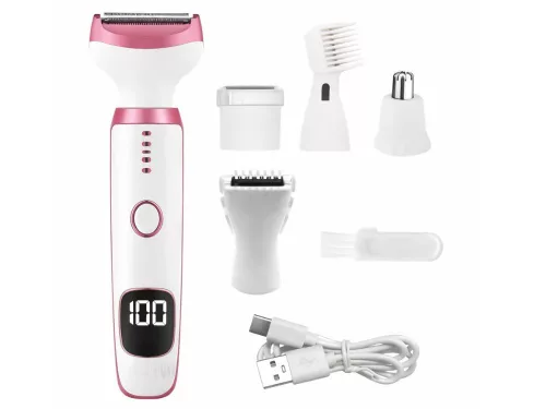 5 az 1-ben szőrtelenítő testre, lábakra és arcra, bikini- és szemöldök-trimmer, orrszőrtelenítő, USB-töltésű borotva