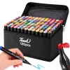 MARKERE ALCOOLICE TACTILE, SET 120 PIESE, PIX CU VERSO DUBLU, HUSA