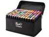 MARKERE ALCOOLICE TACTILE, SET 120 PIESE, PIX CU VERSO DUBLU, HUSA