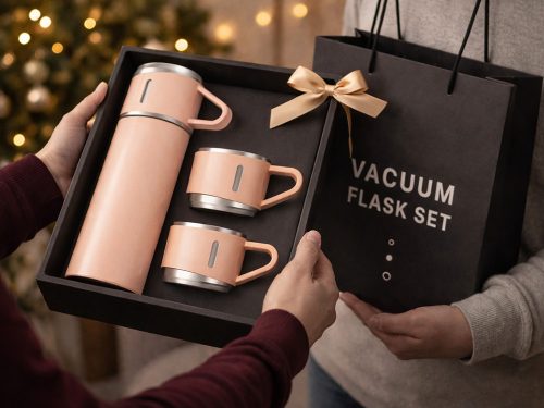 400 ml-es termosz, 3 csészés, rozsdamentes acélból