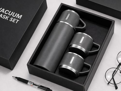 400 ml-es termosz, 3 csészés, rozsdamentes acélból