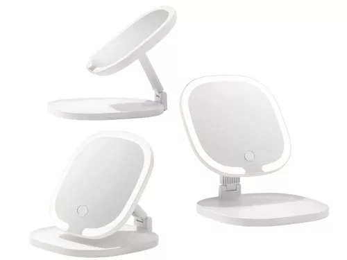LED-es, USB-ről tölthető, háttérvilágításos, összecsukható sminktükör
