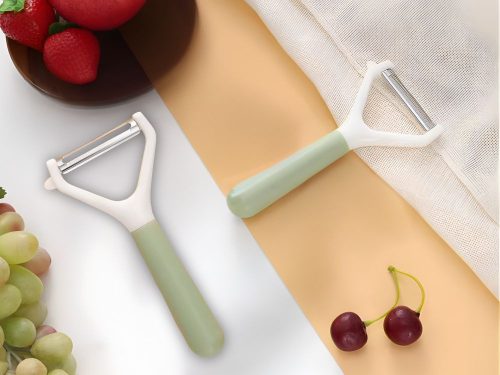 Zöldség- és gyümölcs-hámozó, kettős pengével, ergonómikus kialakítású hámozó és kaparó