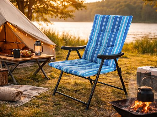 Összcsukható turisták számára készült strand- és kertiszék matrac könnyű, kempingezéshez kék