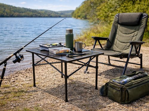 Összecsukható kempingasztal, 53 x 50 cm