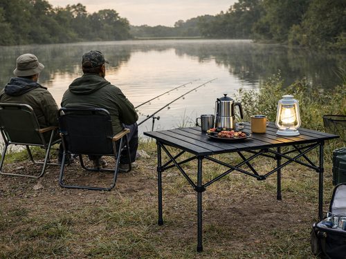 Összecsukható horgász- és kempingasztal erkélyre, teraszra, 95 x 55 cm