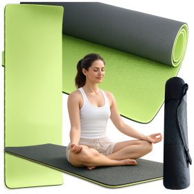   Jóga, pilates, fitness és torna gyakorlószőnyeg, edzőszőnyeg, fogóval, 183 cm zöld