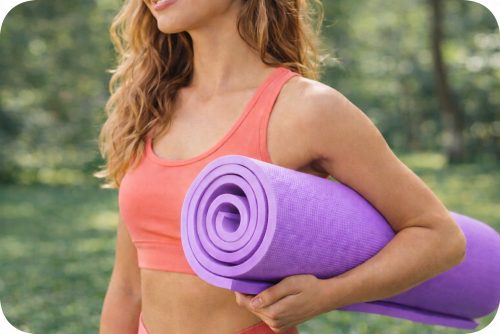 Jóga pilates fitness torna szőnyeg 170 cm vastag lila