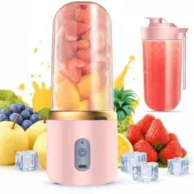   HORDOZHATÓ BLENDER, ELEKTROMOS KEVERŐGÉP, USB-TÖLTÉS, 6 KÉS, SMOOTHIE