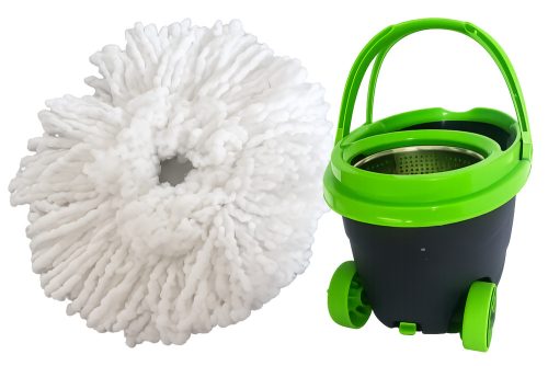 360°-ban forgó felmosó, kerekes vödör, 2 db mikroszálas felmosófejjel