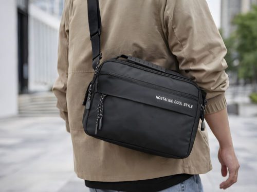 Férfiak övtáska válltáska késztáska kereszttáska fekete állítható