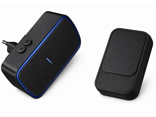 Vezeték nélküli, kinetikus led-es csengő ajtóhoz és kapuhoz, 130 m hatótávolsággal, vízálló fekete