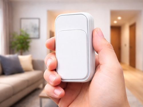 Vezeték nélküli kinetikus csengő ajtókhoz és kapukhoz, 130 m hatótávolsággal, ip 68 vízálló fehér