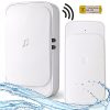 Vezeték nélküli ajtó- és kapucsengő, 300 m hatótávolság, led-es, elemes, vízálló fehér