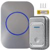 Vezeték nélküli ajtó- és kapucsengő, 300 m hatótávolság, led-es, elemes, vízálló szürke