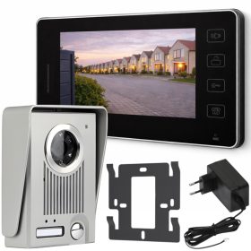 Intelligens otthoni video kaputelefon vezetékes fekete