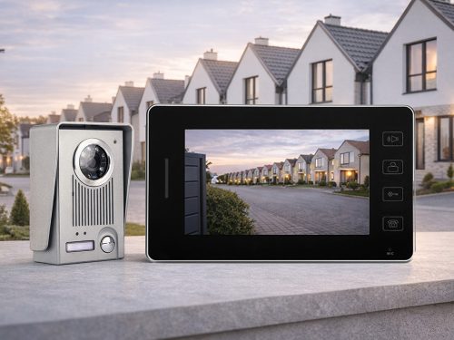 Intelligens otthoni video kaputelefon vezetékes fekete