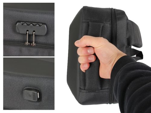 LOPÁSELLENES, MEGERŐSÍTETT ÜZLETI HÁTIZSÁK LAPTOPHOZ, KÓDZÁRÓVAL, NAGY MÉRETŰ