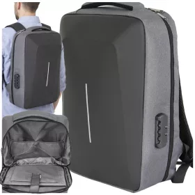   LOPÁSELLENES, MEGERŐSÍTETT ÜZLETI HÁTIZSÁK LAPTOPHOZ, KÓDZÁRÓVAL, NAGY MÉRETŰ