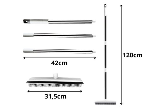 Gumi-szilikon seprű fém nyéllel, 120 cm fehér