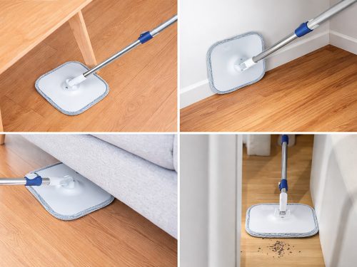 360°-ban forgó, lapos mop, összecsukható vödörrel, forgó vödör, 2 db mikroszálas