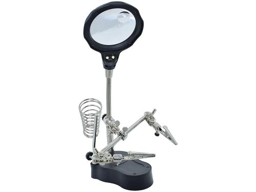 Harmadik kéz forrasztófogó szerelőfogó nagyító krokodilcsipeszek led