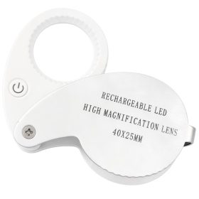   ÉKSZERÉSZ NAGYÍTÓ, 40-SZERES NAGYÍTÁS, ZSEBES, Összcsukható, 25 mm-ES, 9 LED-ES