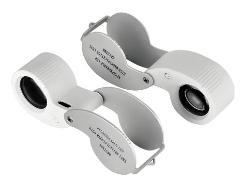 60-szoros nagyítású, összecsukható, usb-ről tölthető, led-es uv ékszerész nagyító olvasáshoz