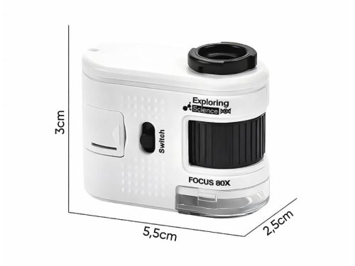 Kompakt mikroszkóp, mobiltelefonra rögzíthető nagyító, 80-szoros zoom, led, uv