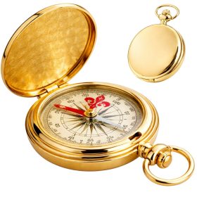 ZSEBIRÁNYTŰ, KLASSZIKUS, ZÁRÓDÓ, FÉM, ARANY