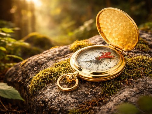 ZSEBIRÁNYTŰ, KLASSZIKUS, ZÁRÓDÓ, FÉM, ARANY