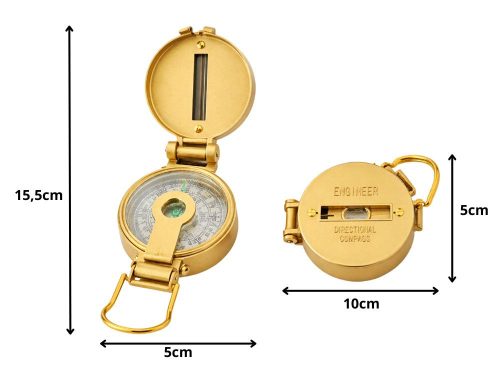 Összecsukható túra- és túlélő-iránytű, katonai kivitel, fém
