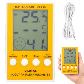   Digitális hőmérő és páramérő belső/külső érzékelővel, lcd-képernyővel
