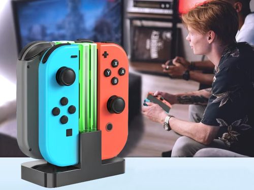 Töltőállomás 4 db joy-con-hoz nintendo switch led-es háttérvilágítással