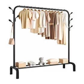   RENEW FORCE® Álló ruhaállvány 110 × 40 × 146 cm – fém ruhásszekrény cipőpolccal