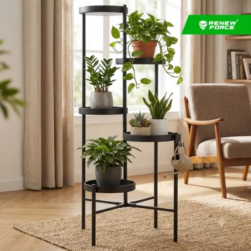 RENEW FORCE® Fém Álló Virágtartó 92 cm – 5 Virágpolc