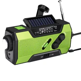   NAPELEMES hordozható vészjelző rádió  POWERBANKKEL ÉS DINAMÓVAL 2000mAh FM-AM2 090