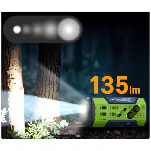 NAPELEMES RÁDIÓ POWERBANKKEL ÉS DINAMÓVAL 2000mAh FM-AM2
