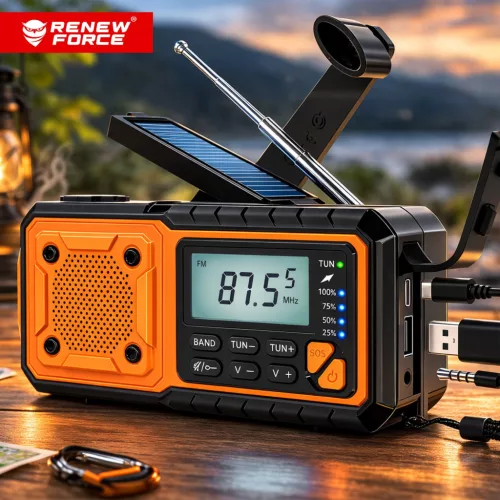 NAPELEMES RÁDIÓ POWERBANKKEL ÉS DINAMÓVAL 5000mAh FM-AM5000 376
